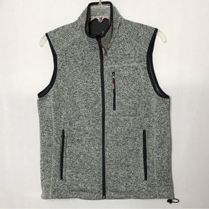 Orvis Mens Sweater Vest Size M Heathered Gray Fleece Lined Full Zip Pockets NWOT